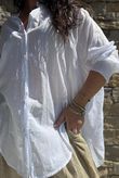 Shayle Indian Cotton Boyfriend Beach Shirt White